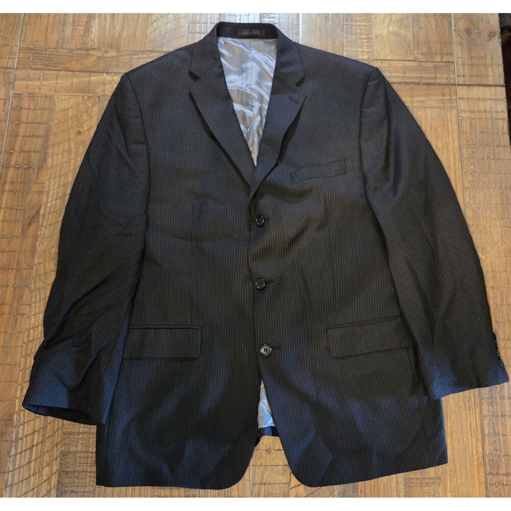 Mens Calvin Klein Wool Sports Jacket Blazer Black With Gray Stripes